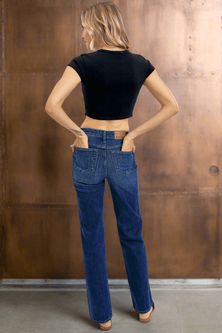 Judy Blue Mid Rise Tummy Control Classic Straight Leg Jeans