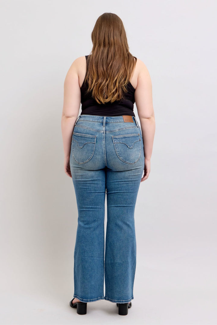 Judy Blue Mid Rise Tummy Control Vintage Wash Shield Pocket Jeans