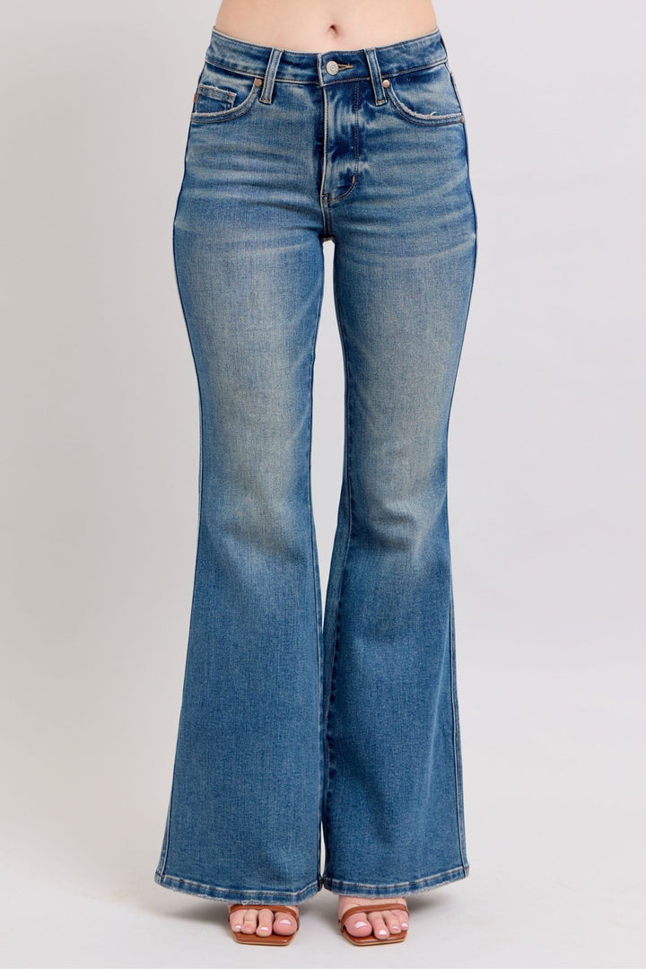 Judy Blue Mid Rise Tummy Control Vintage Wash Shield Pocket Jeans