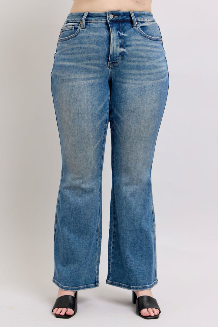 Judy Blue Mid Rise Tummy Control Vintage Wash Shield Pocket Jeans