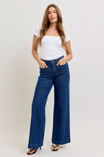 Judy Blue Retro Wide Leg Twisted Seam Jeans