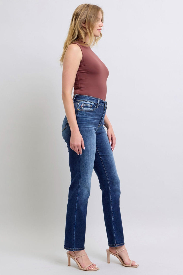Judy Blue Washed Thermal High Waist Straight Leg Jeans