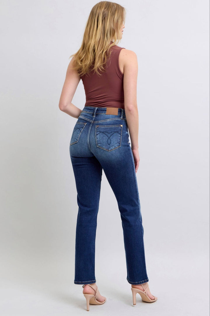Judy Blue Washed Thermal High Waist Straight Leg Jeans