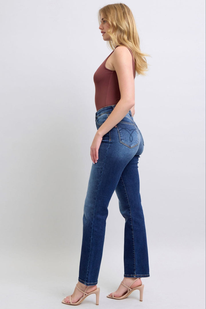 Judy Blue Washed Thermal High Waist Straight Leg Jeans