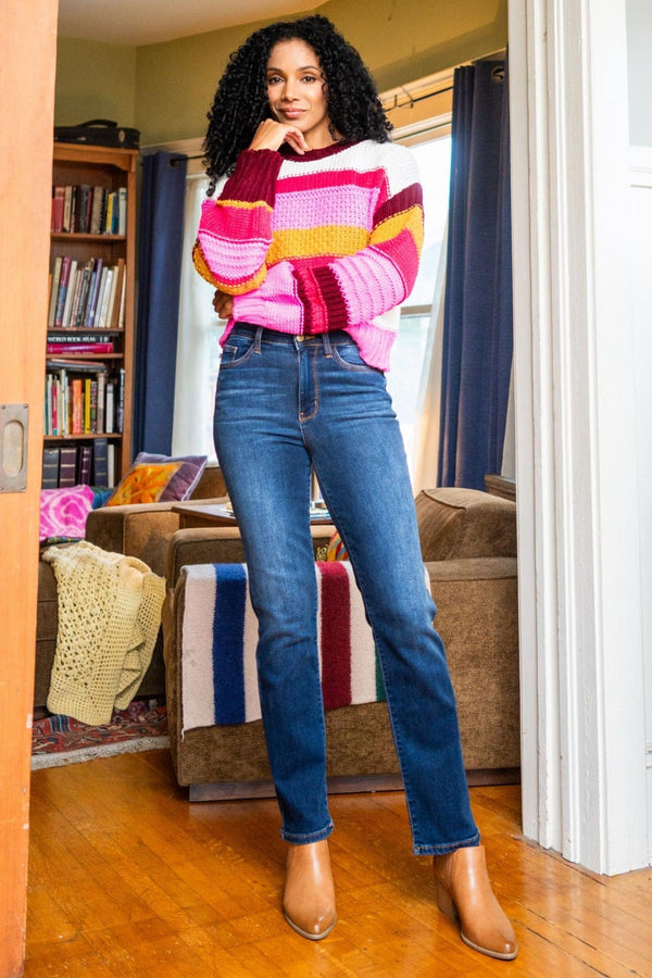 Judy Blue Washed Thermal High Waist Straight Leg Jeans