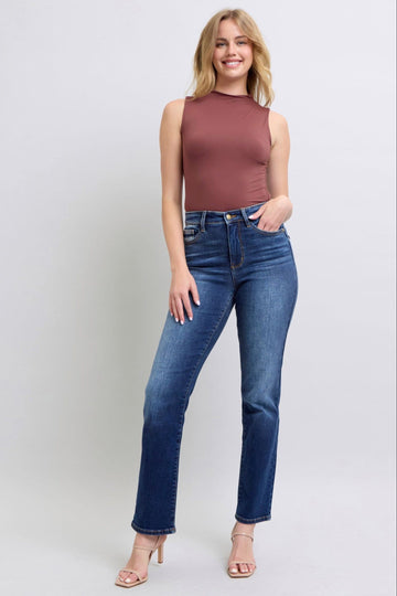 Judy Blue Washed Thermal High Waist Straight Leg Jeans