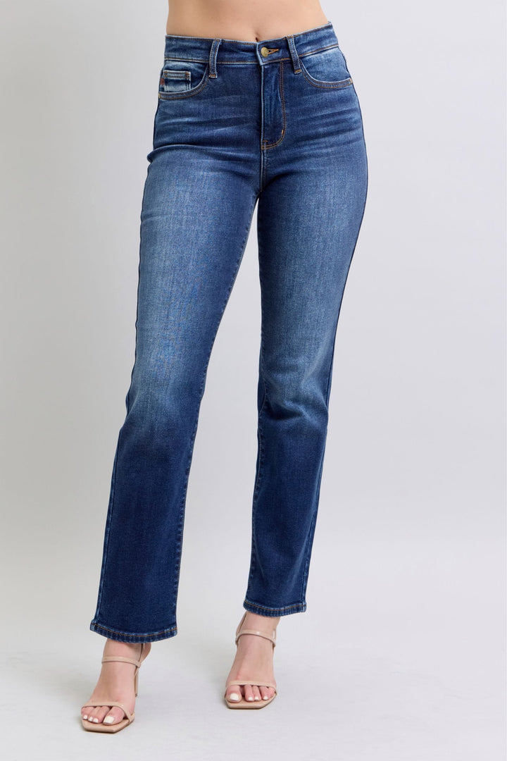 Judy Blue Washed Thermal High Waist Straight Leg Jeans