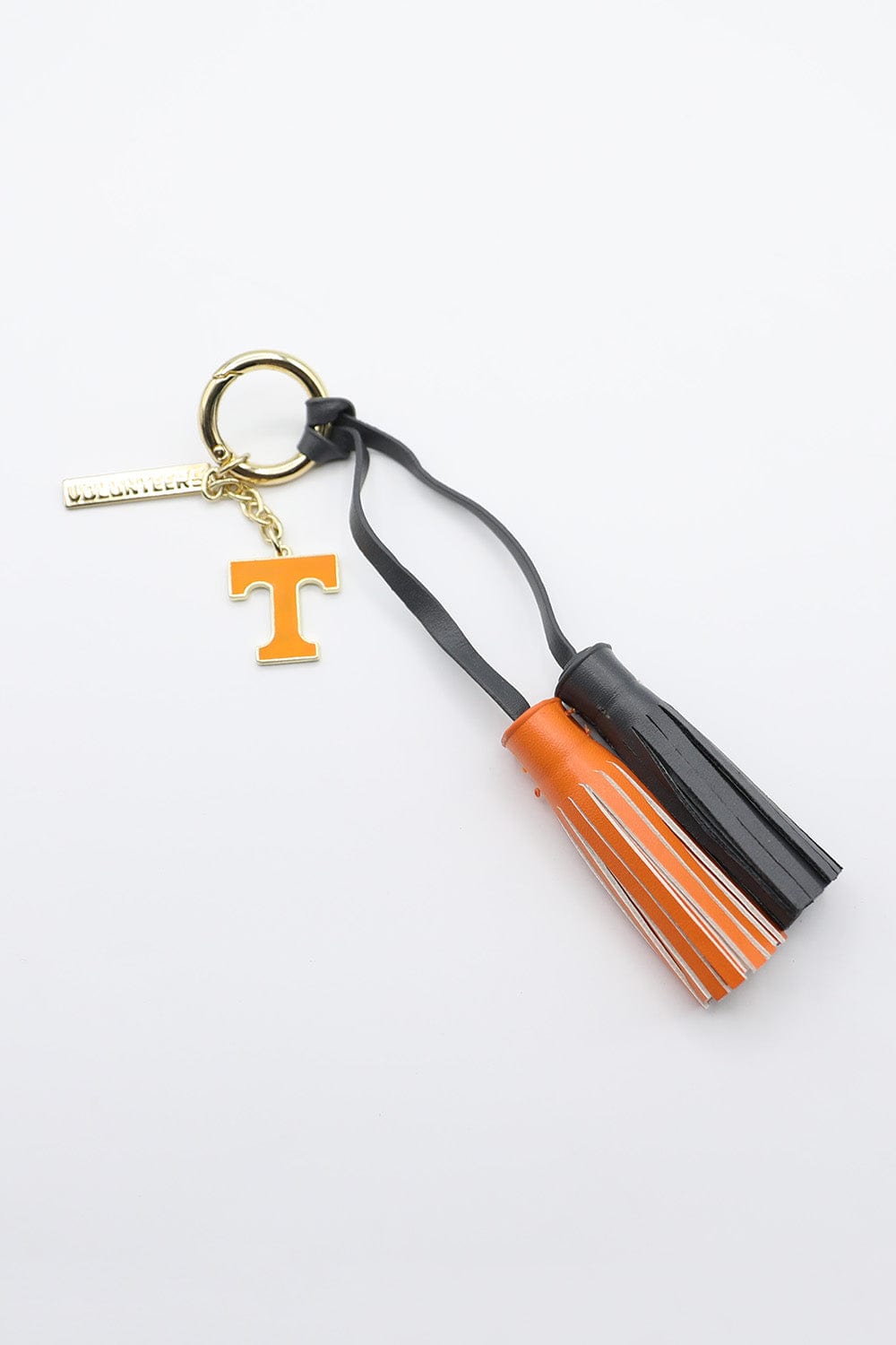 Keychain with Orange and Navy Tassels and Orange "T" and "VOLUNTEERS" Charm