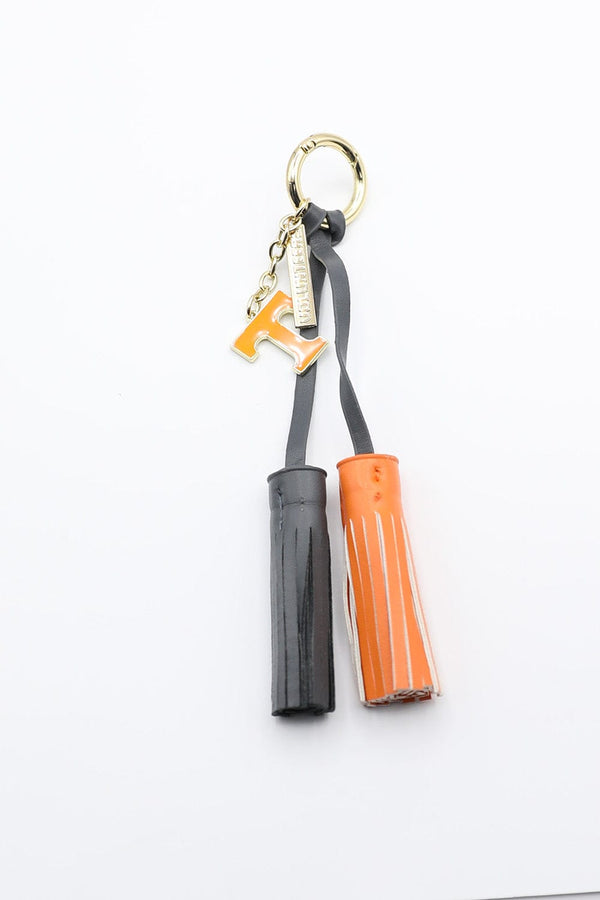 Keychain with Orange and Navy Tassels and Orange "T" and "VOLUNTEERS" Charm