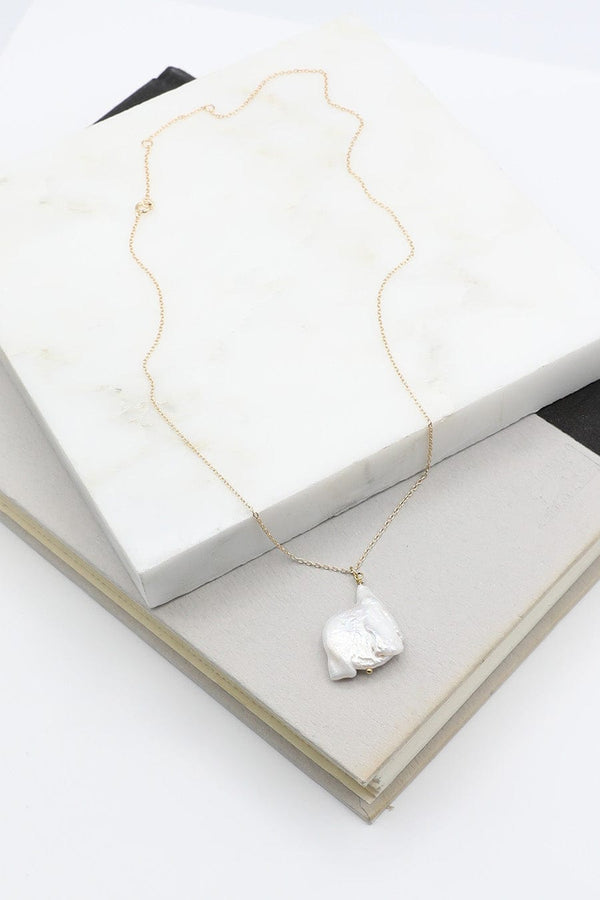 Large Baroque Pearl on Dainty Chain Necklace