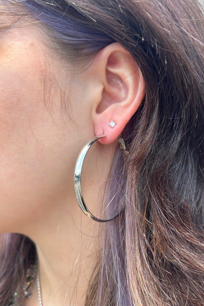 Large Classic Hoop Earrings with Slight Tapered Edges