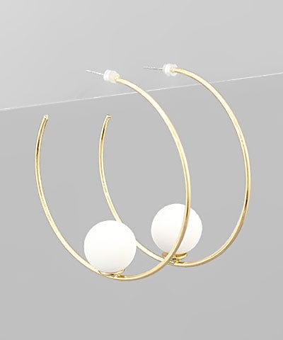 Large Open Hoop Earrings with Accent Color Ball Inside