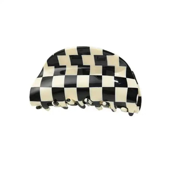 Large Retro Checkerboard Hair Claw Clip