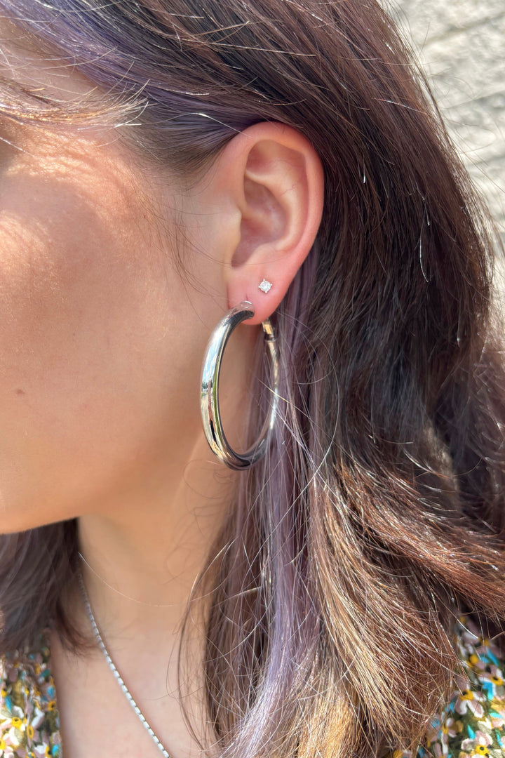 Large Sized Thick Tube Hoops with Lever Back Closure