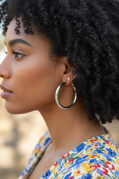 Large Size Thick Tube Hoops with Lever Back Closure