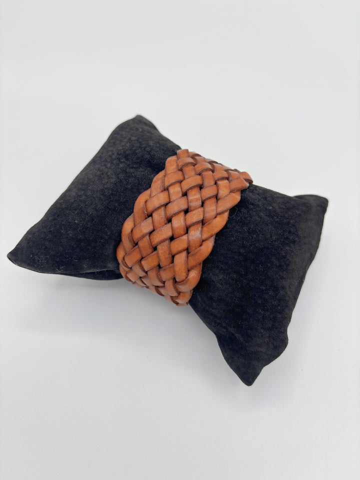 Large Woven Leather Cuff Bracelet