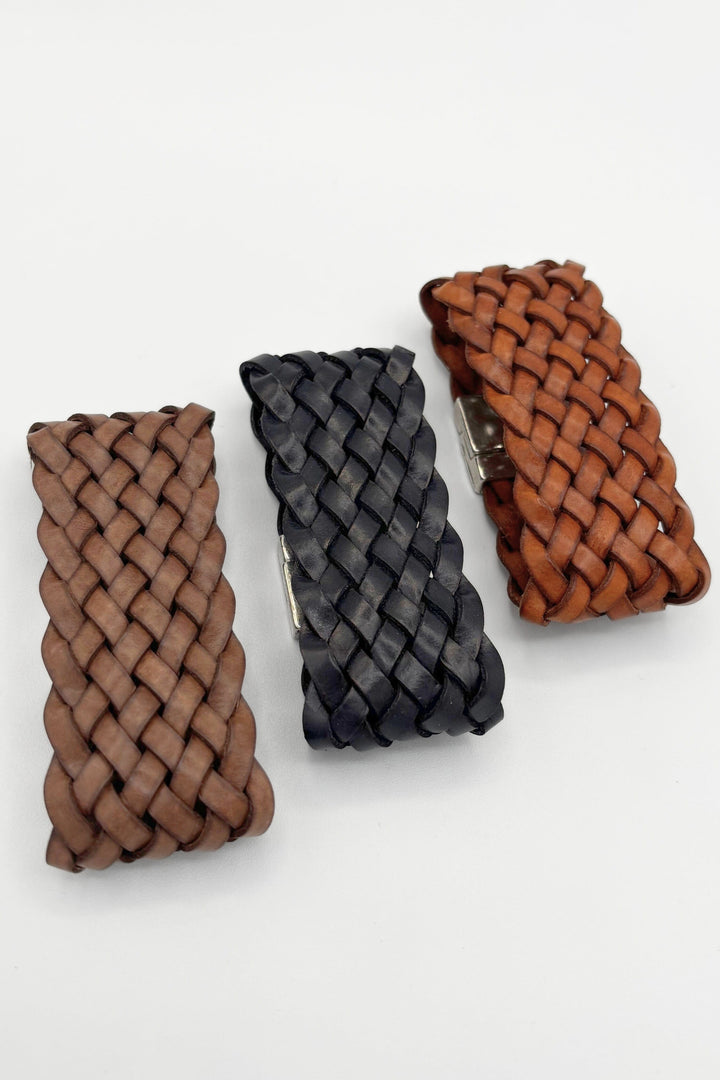 Large Woven Leather Cuff Bracelet