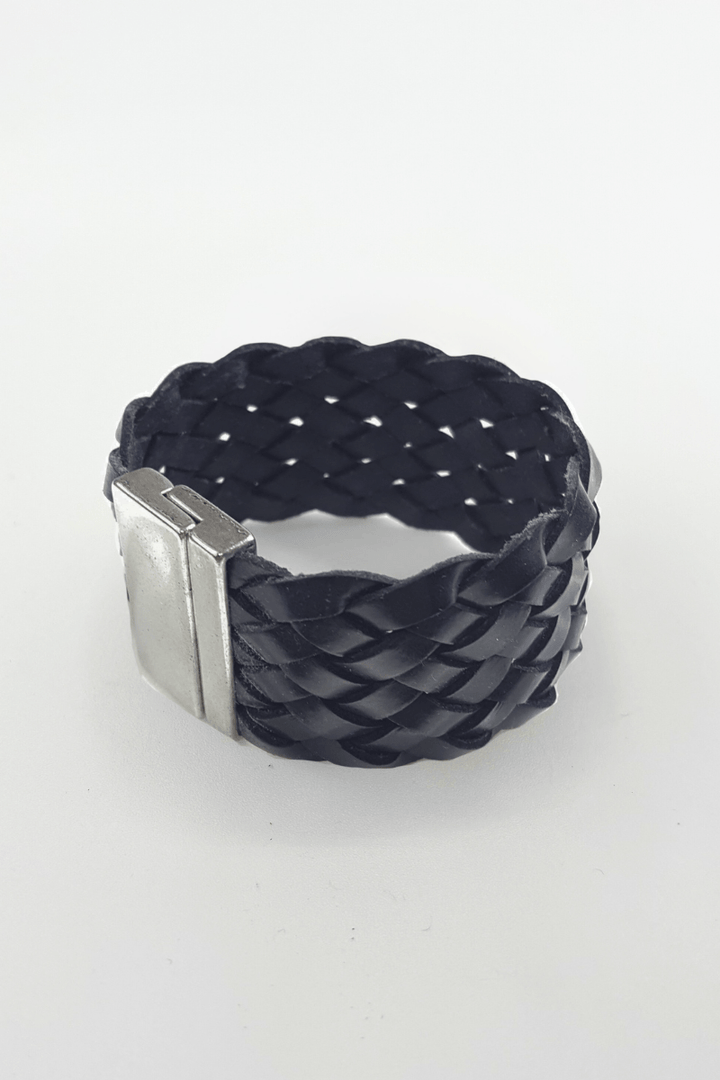 Large Woven Leather Cuff Bracelet
