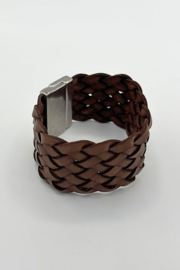 Large Woven Leather Cuff Bracelet
