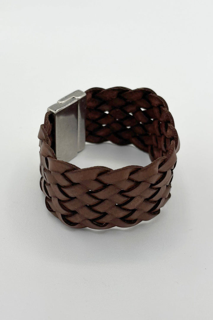 Large Woven Leather Cuff Bracelet