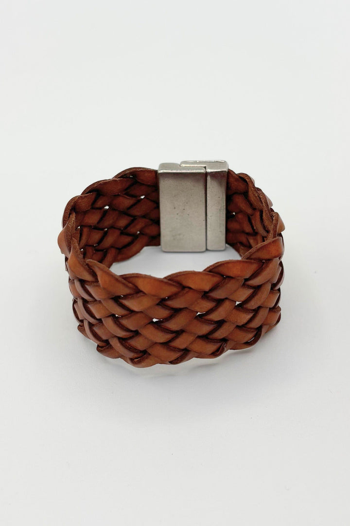 Large Woven Leather Cuff Bracelet