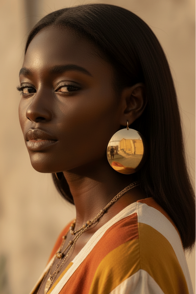Larunda Large Rounded Disc Dangle Earrings