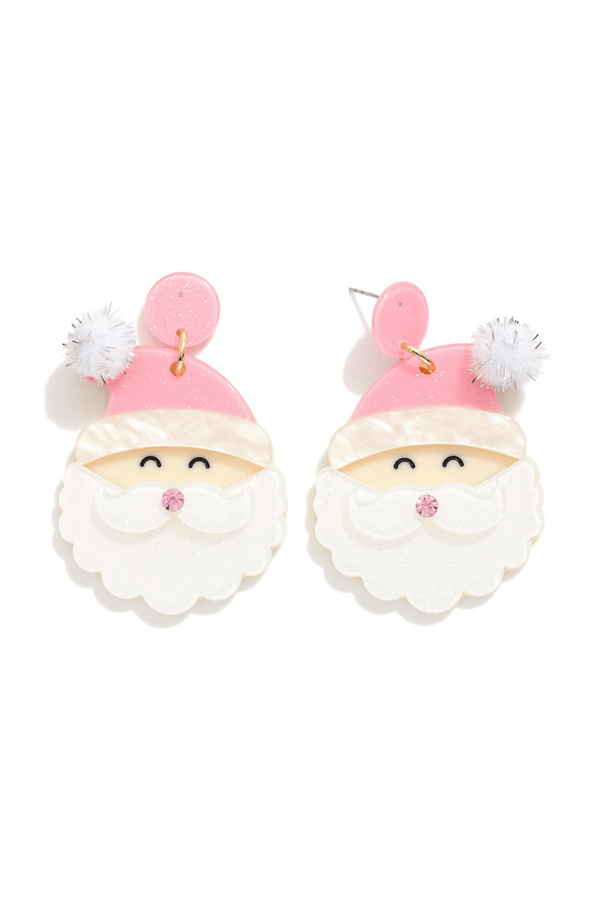 Layered Acrylic Cheery Santa Dangle Earrings