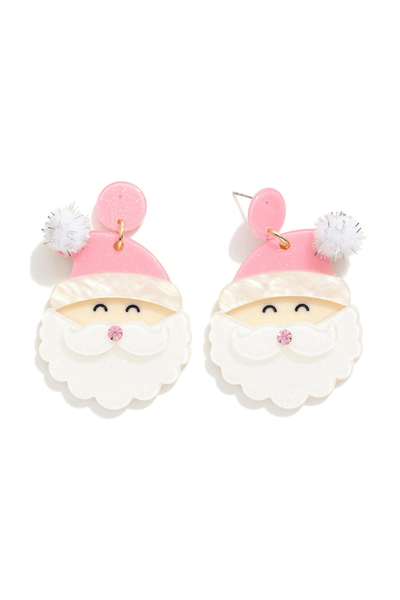 Layered Acrylic Cheery Santa Dangle Earrings