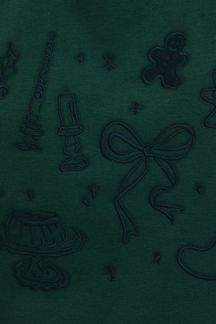 Le Lis Christmas Embroidered Graphic Solid Crewneck Sweatshirt