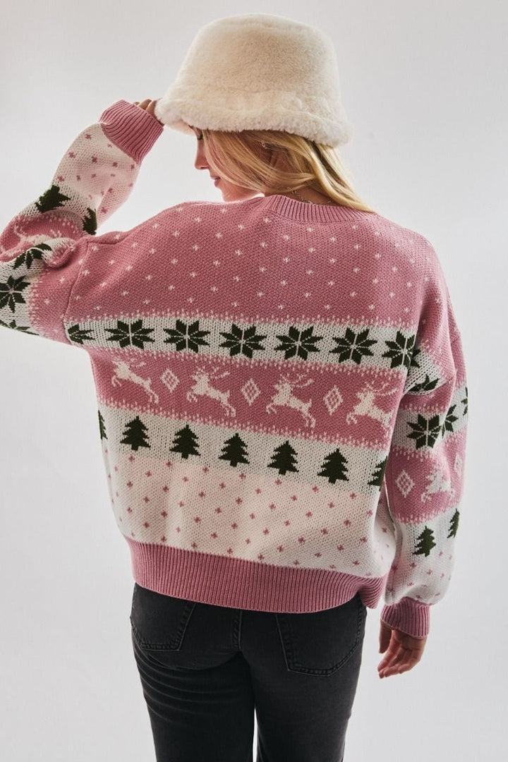 Le Lis Crew Neck Fairisle Pattern Christmas Sweater