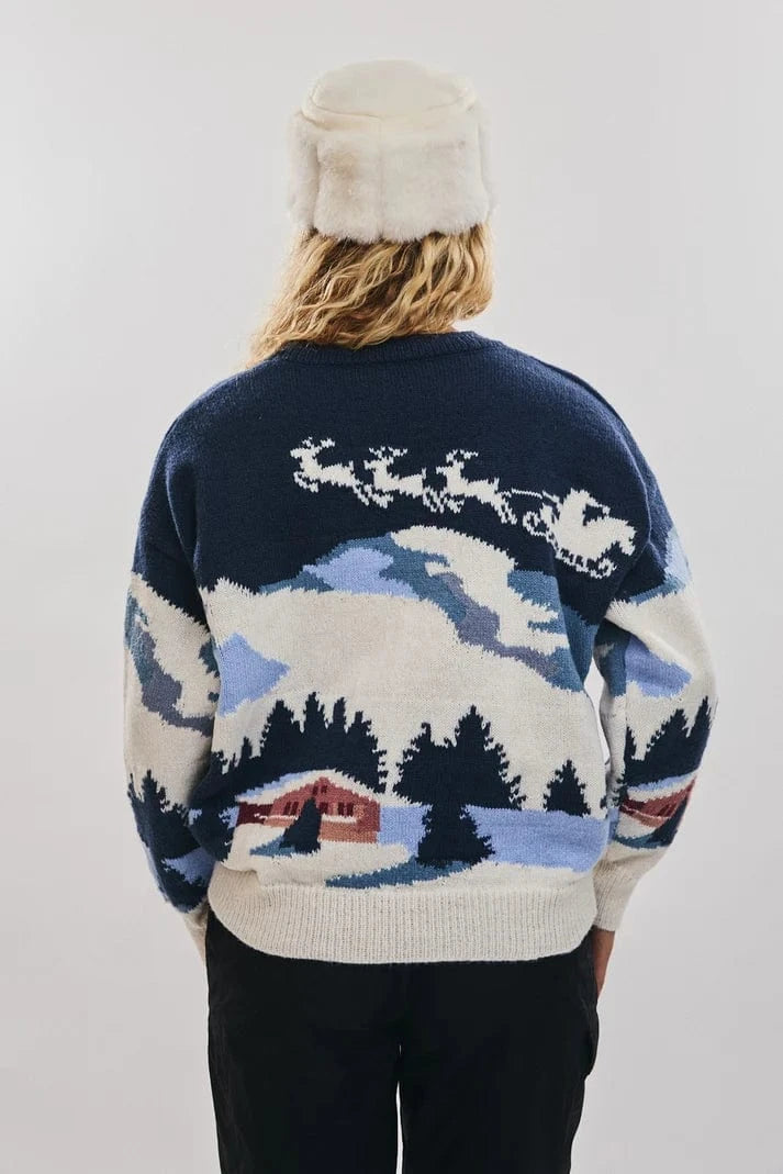 Le Lis Crew Neck Ski Village Graphic Sweater