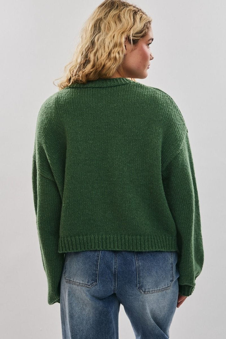 Le Lis Embroidered and Embellished Button Up Christmas Cardigan