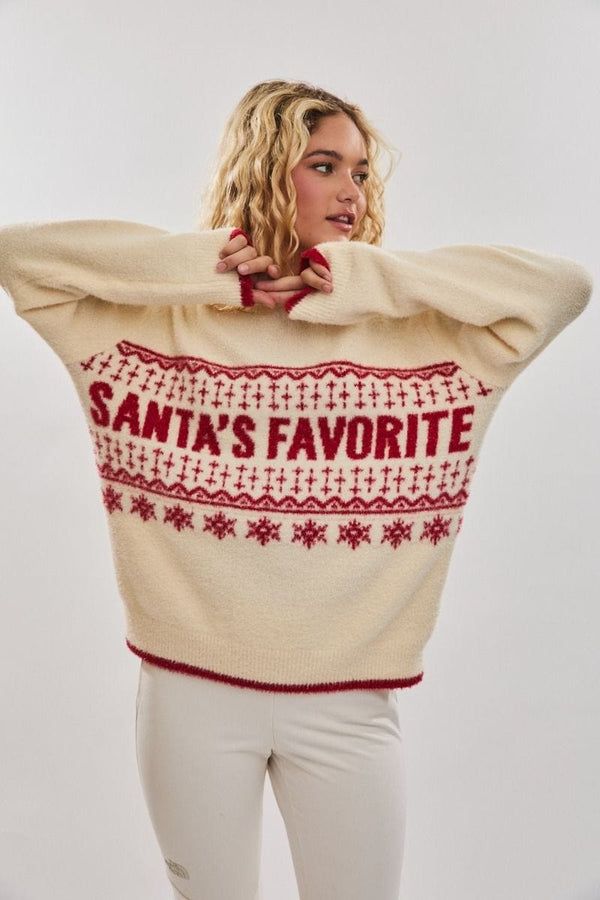 Le Lis "Santa's Favorite" Fuzzy Holiday Sweater
