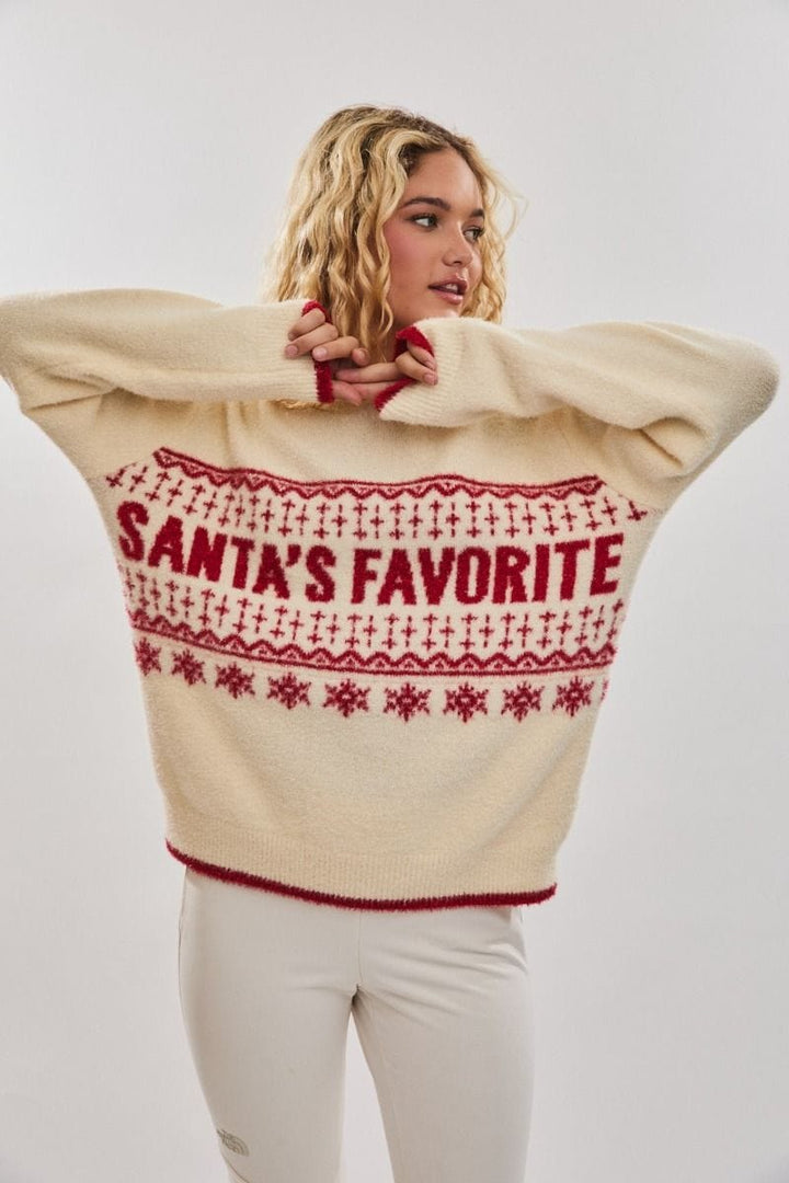 Le Lis "Santa's Favorite" Fuzzy Holiday Sweater
