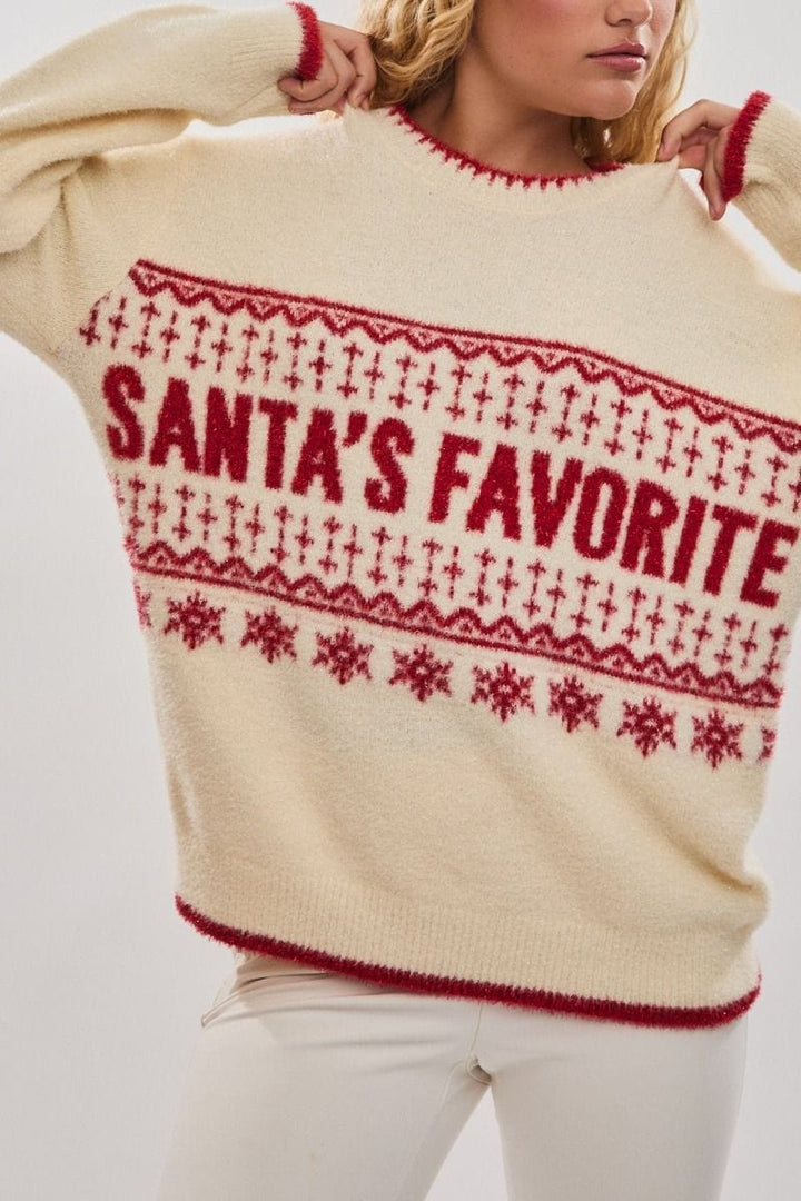 Le Lis "Santa's Favorite" Fuzzy Holiday Sweater