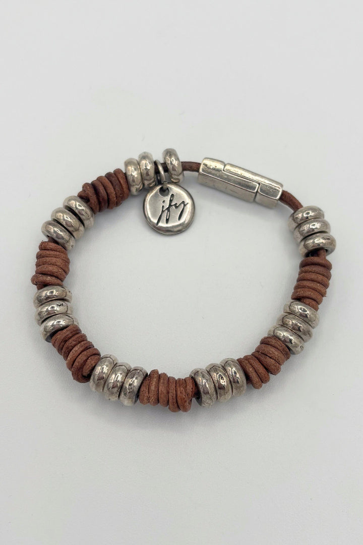 Leather and Silver Cuff Bracelet