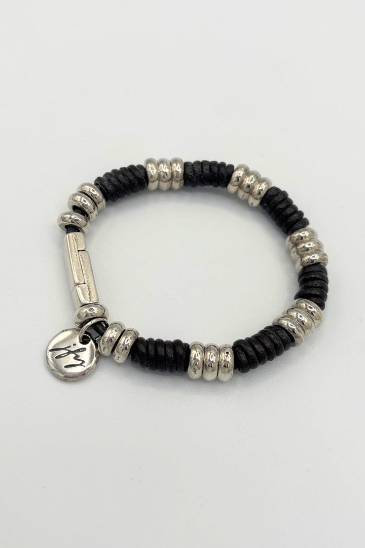 Leather and Silver Cuff Bracelet