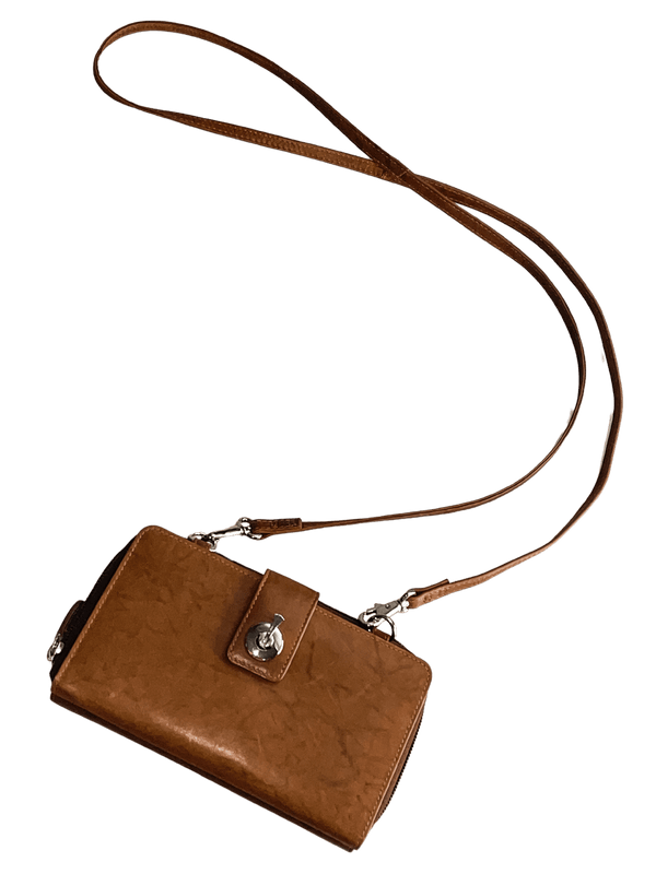 Leather Wallet with Crossbody Strap