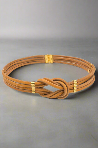 Lyanna 4-Strand Genuine Leather Knot Belt with Vintage Italian Elements