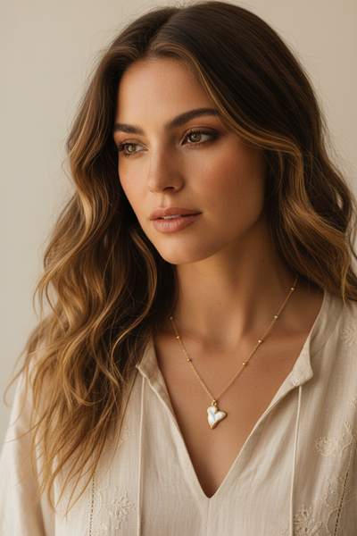 Mara Mix Metal Heart Charm on Ball Accent Chain Necklace