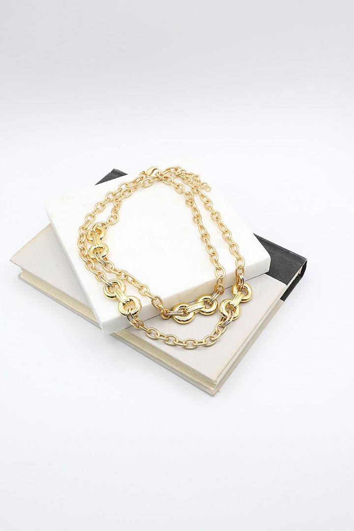 Matte Gold Necklace with Vintage Chain Elements