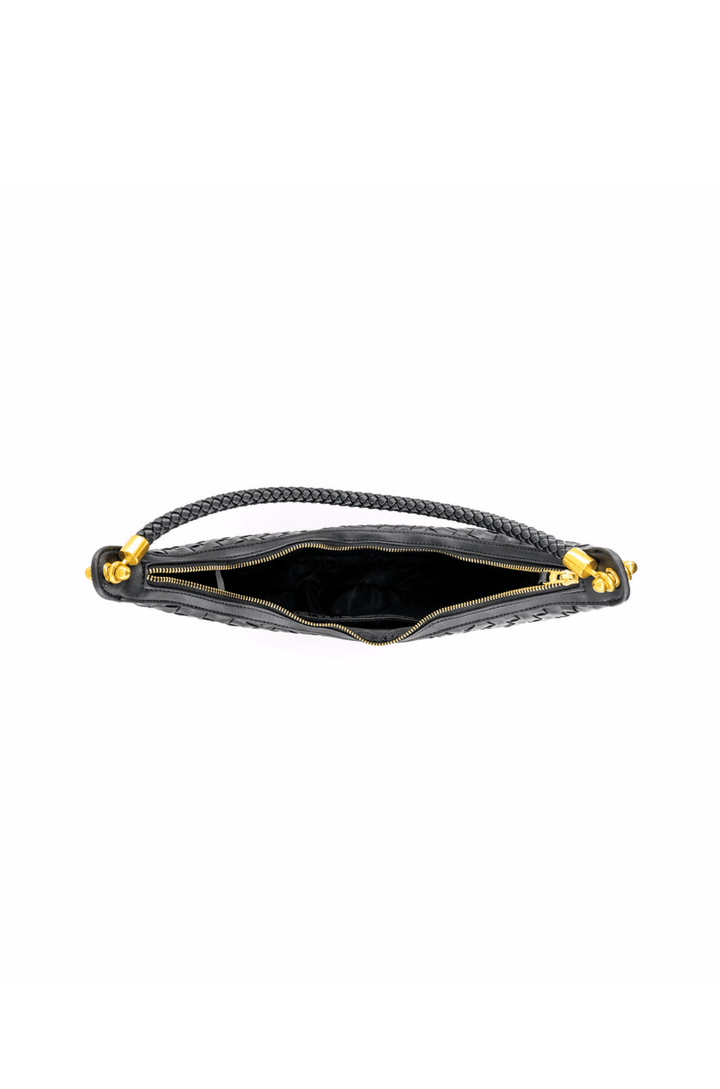 Medium Braided Vegan Leather Crescent Bag with Braided Handbag and Crossbody Straps