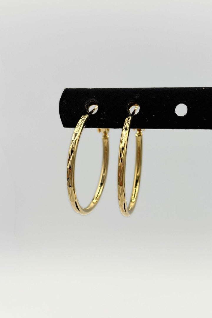 Medium Lever Back Subtle Geometric Etched Hoop Earrings