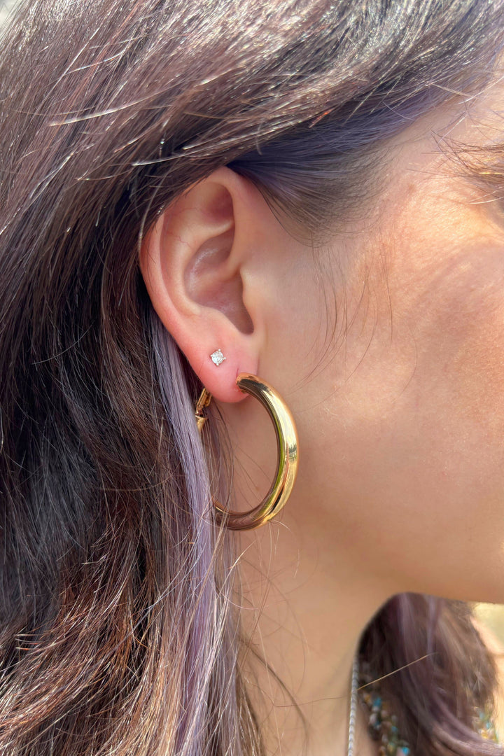 Medium Sized Thick Tube Hoops with Lever Back Closure