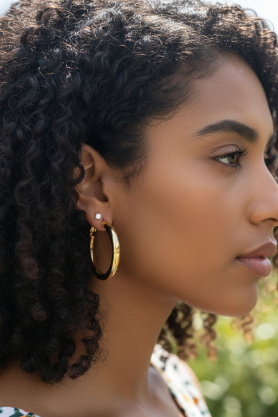 Medium Sized Thick Tube Hoops with Lever Back Closure