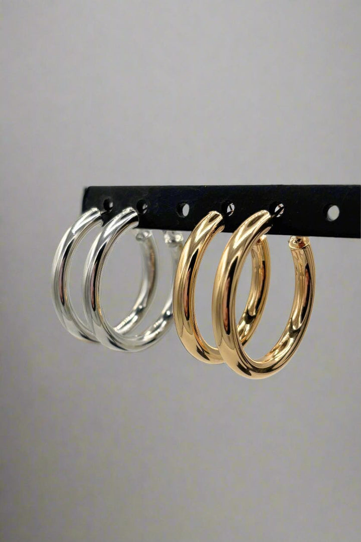 Medium Sized Thick Tube Hoops with Lever Back Closure