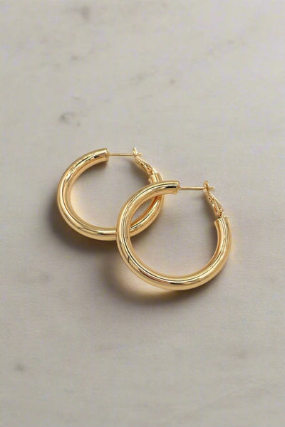 Medium Sized Thick Tube Hoops with Lever Back Closure