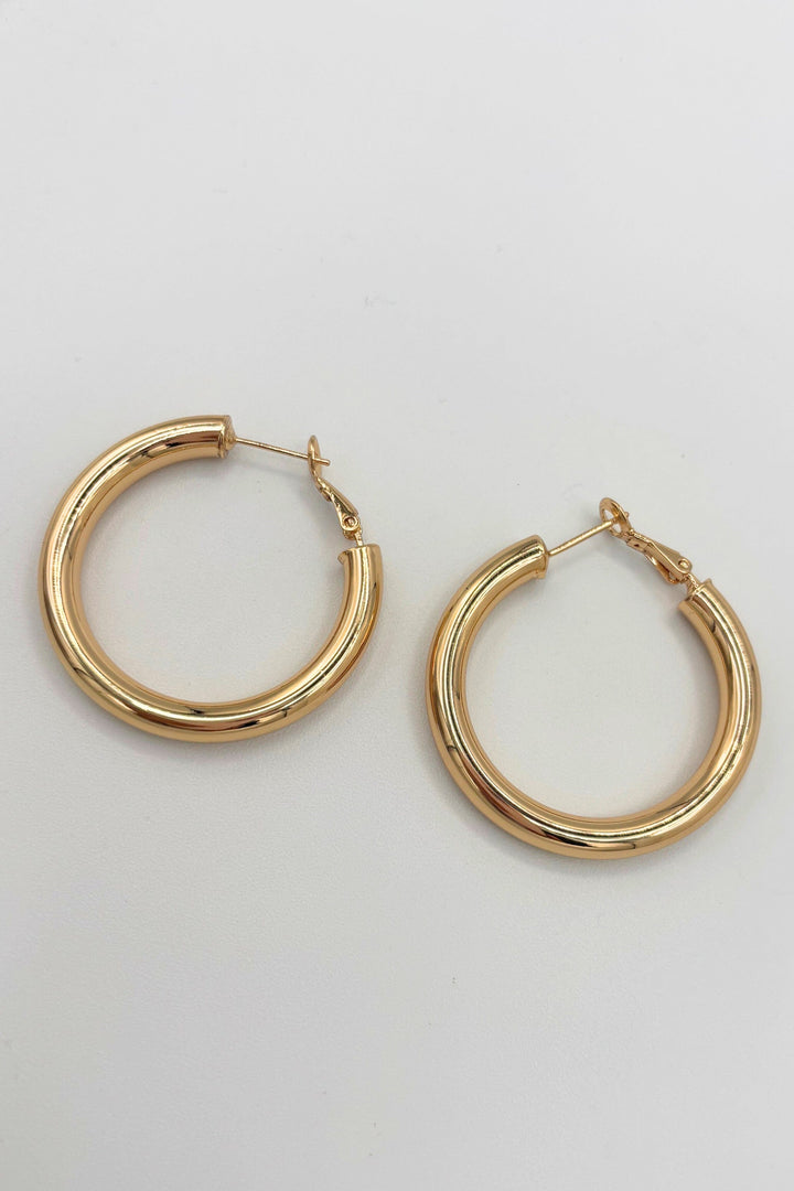 Medium Sized Thick Tube Hoops with Lever Back Closure