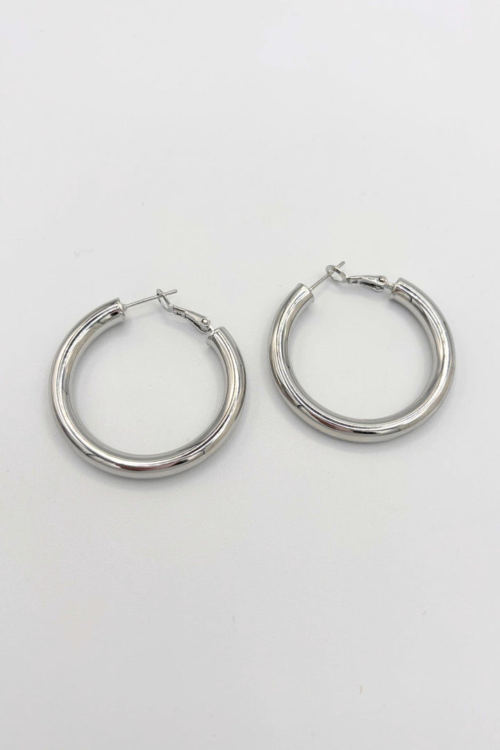 Medium Sized Thick Tube Hoops with Lever Back Closure