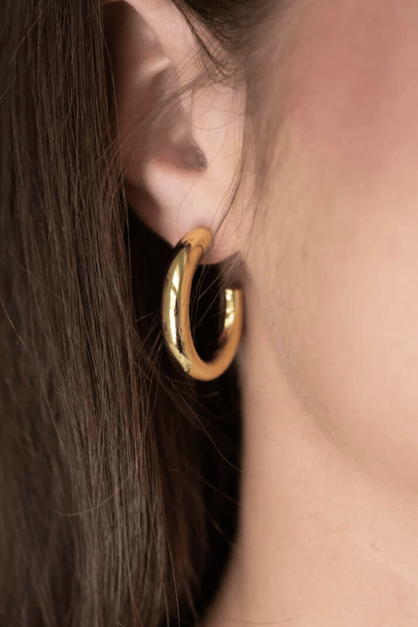 Metal Dipped Simple Classic Thick Open C-Hoop Earrings